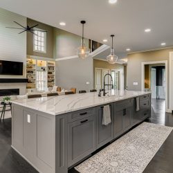 Photo of a new kitchen with custom cabinets