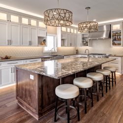 Photo of a new kitchen with custom cabinets